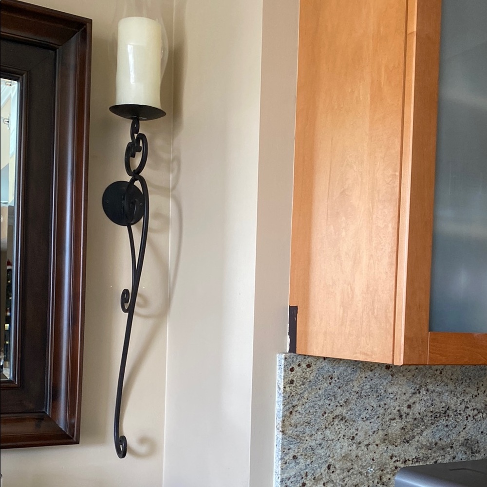 2 units Elegant Black Wall Sconce with White Candle